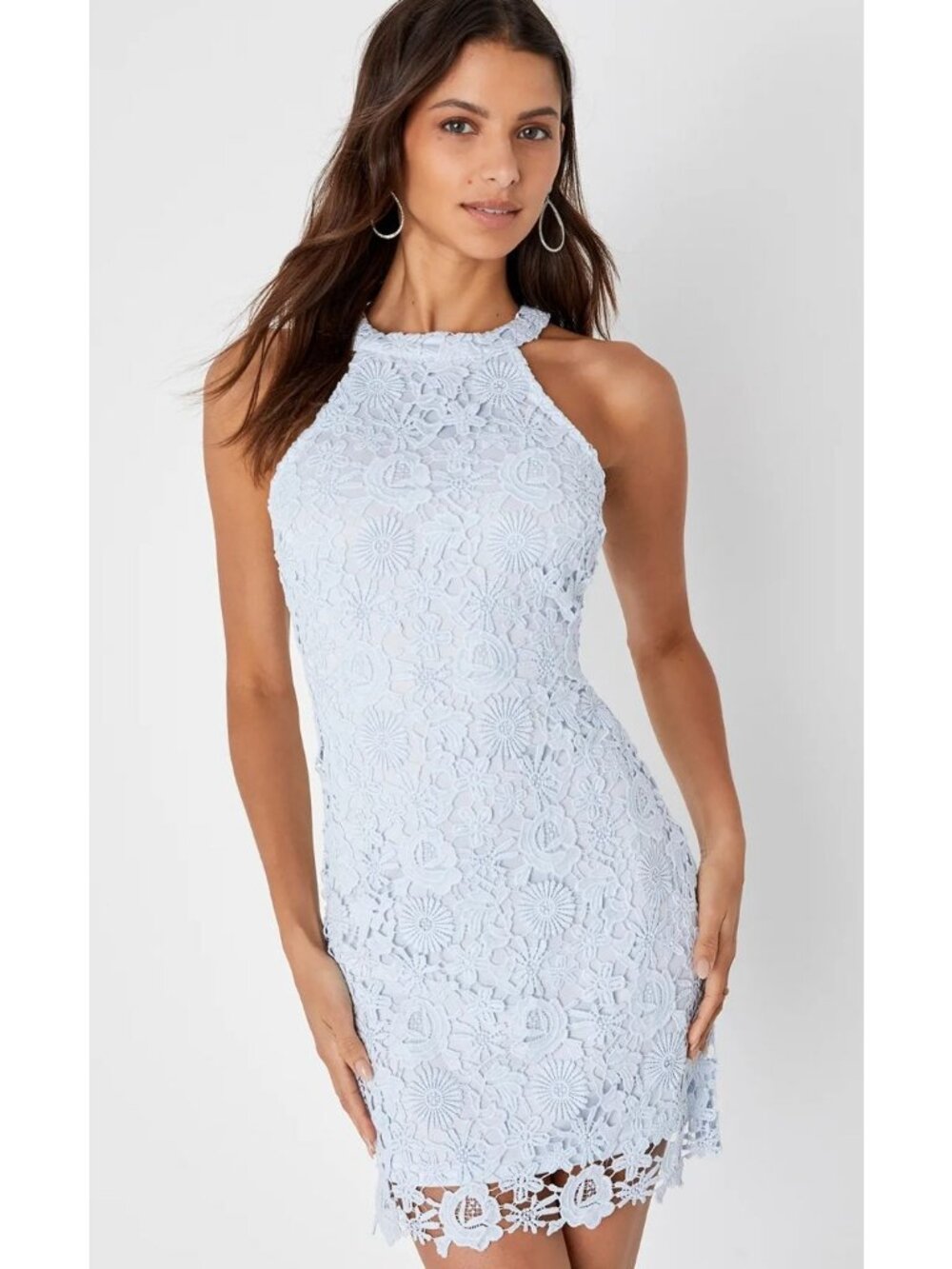 Lulus Love Poem Light Blue Lace Mini Dress Women's Size Small New With Tags!